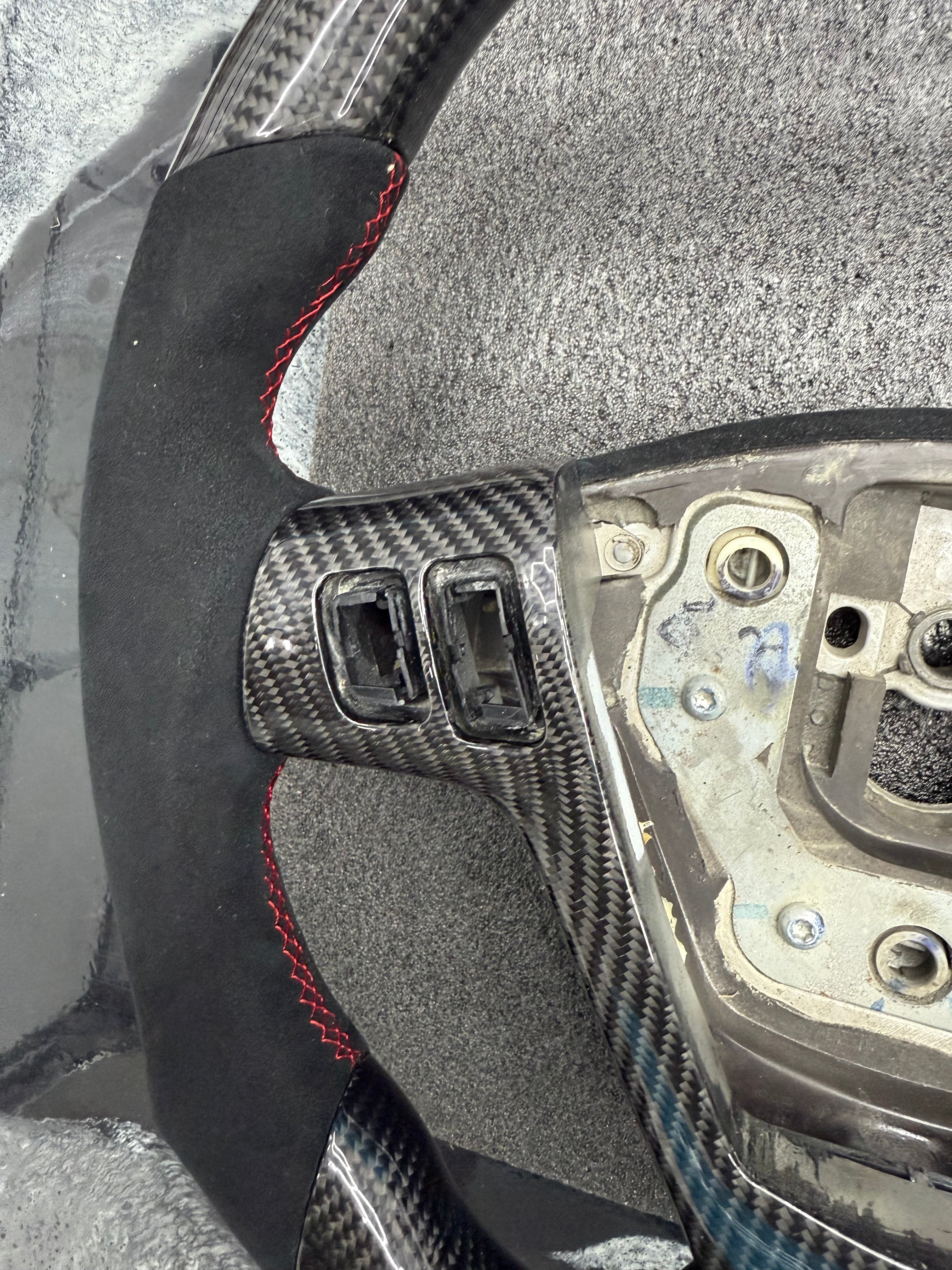 2003 - 2008 CTS, CTS-V V1 Custom Carbon Fiber Steering Wheel with Alcantara Suede Hand Grips / Carbon Fiber Rear Cover